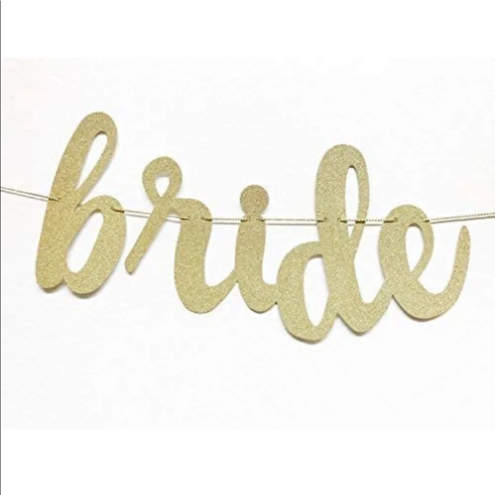 Bride to Be Gold Glitter Banner Diamond Ring Bachelorette Bridal Shower